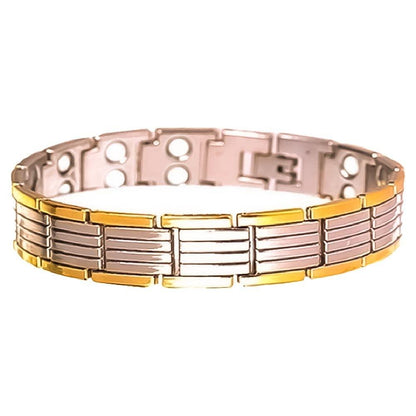 Ultra Strength Magnetic Therapy Bio Bracelet for Boys & Men (Silver & Gold)