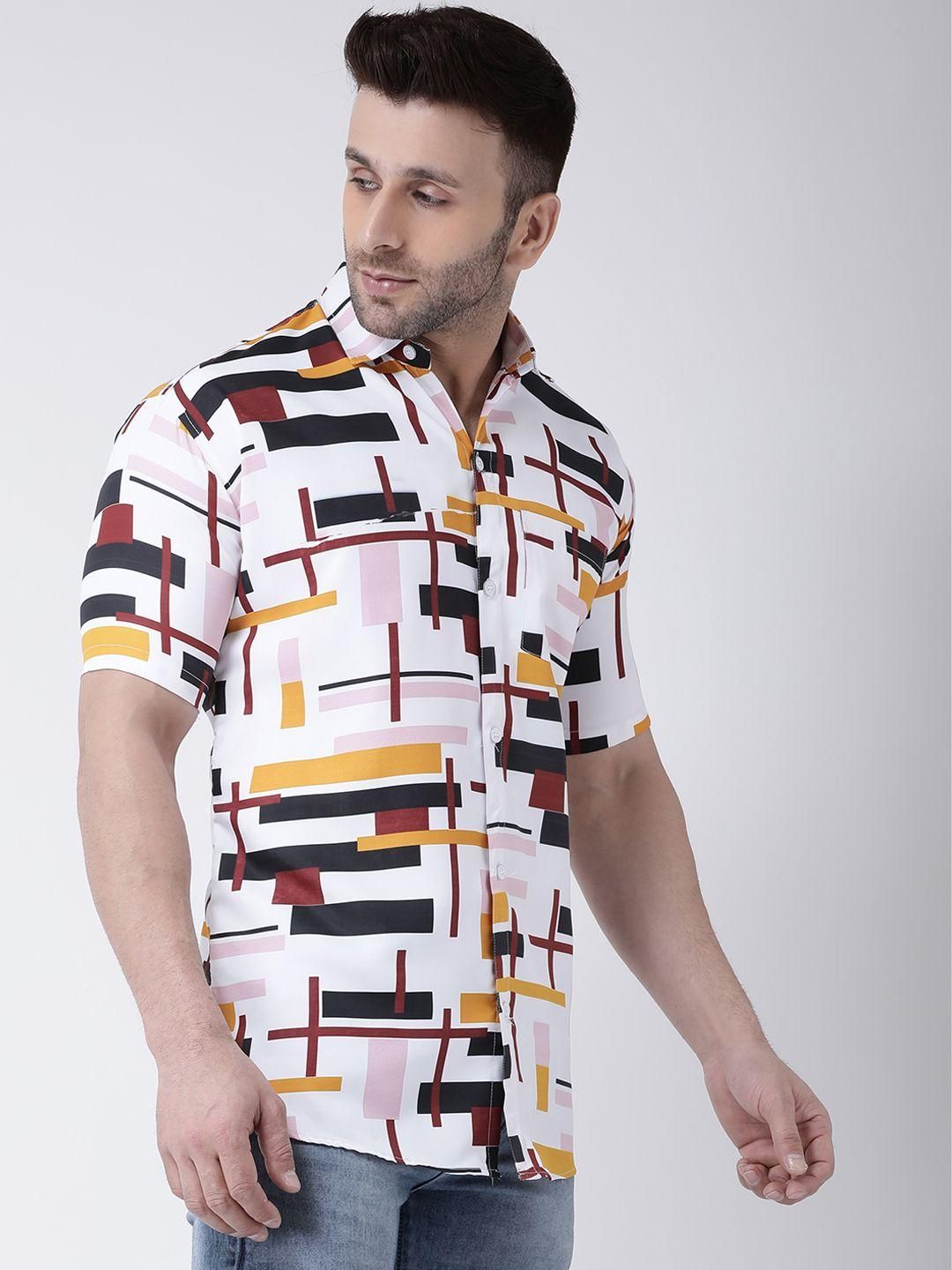 Printed Cotton Shirt - White Abstract