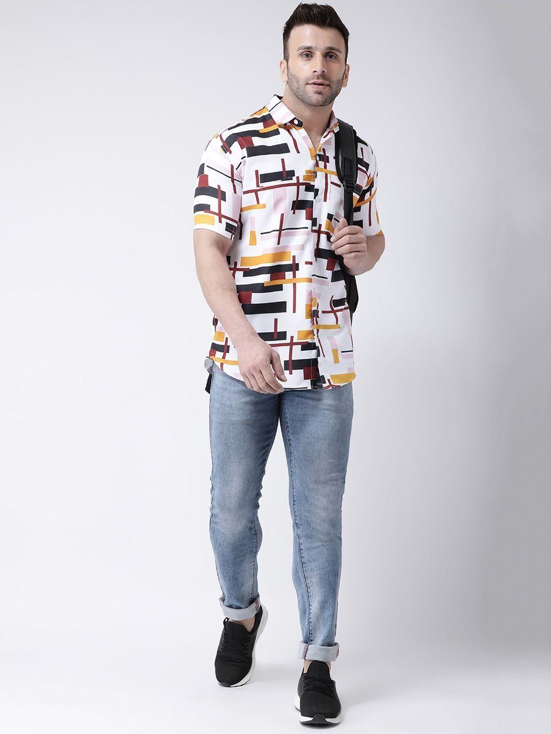 Printed Cotton Shirt - White Abstract