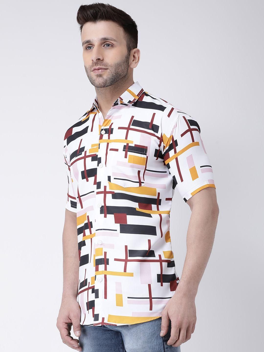 Printed Cotton Shirt - White Abstract