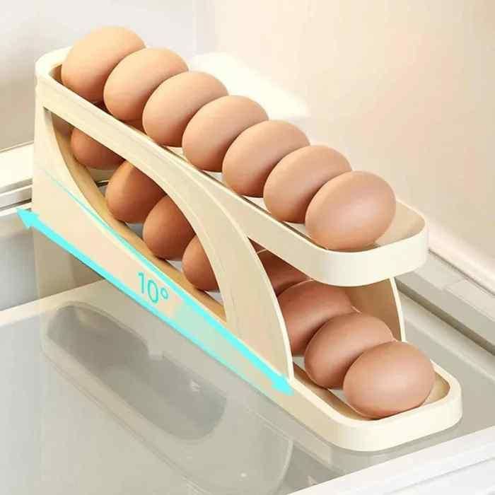 Automatically Rolling Egg Holder Container