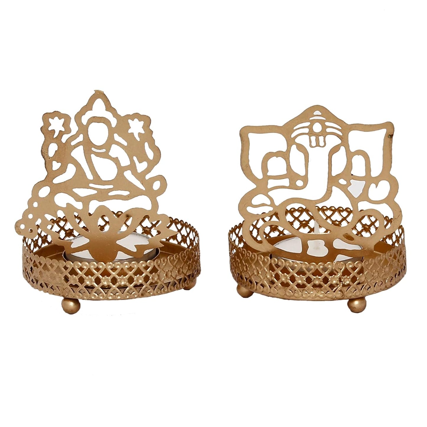 Lord Ganesha and Laxmi Shadow Tea Light Holder