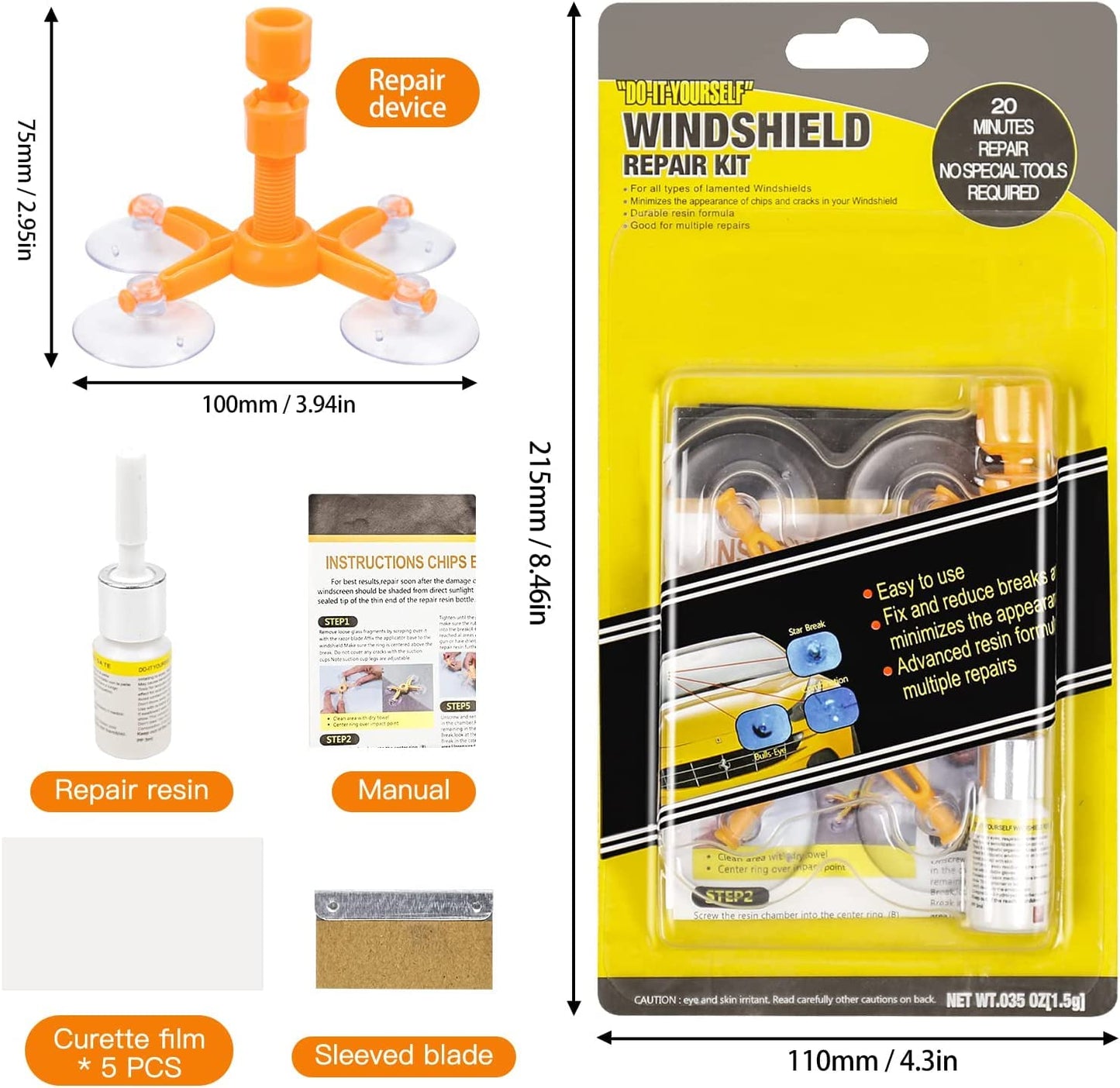 Car Windshield Crack Repair Kit