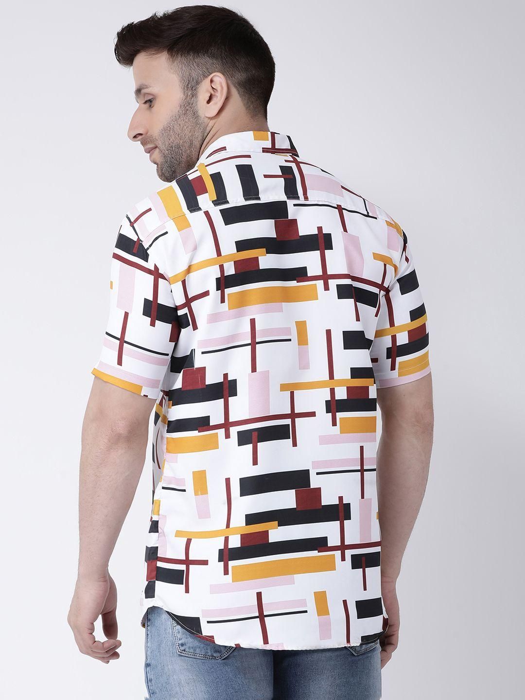 Printed Cotton Shirt - White Abstract