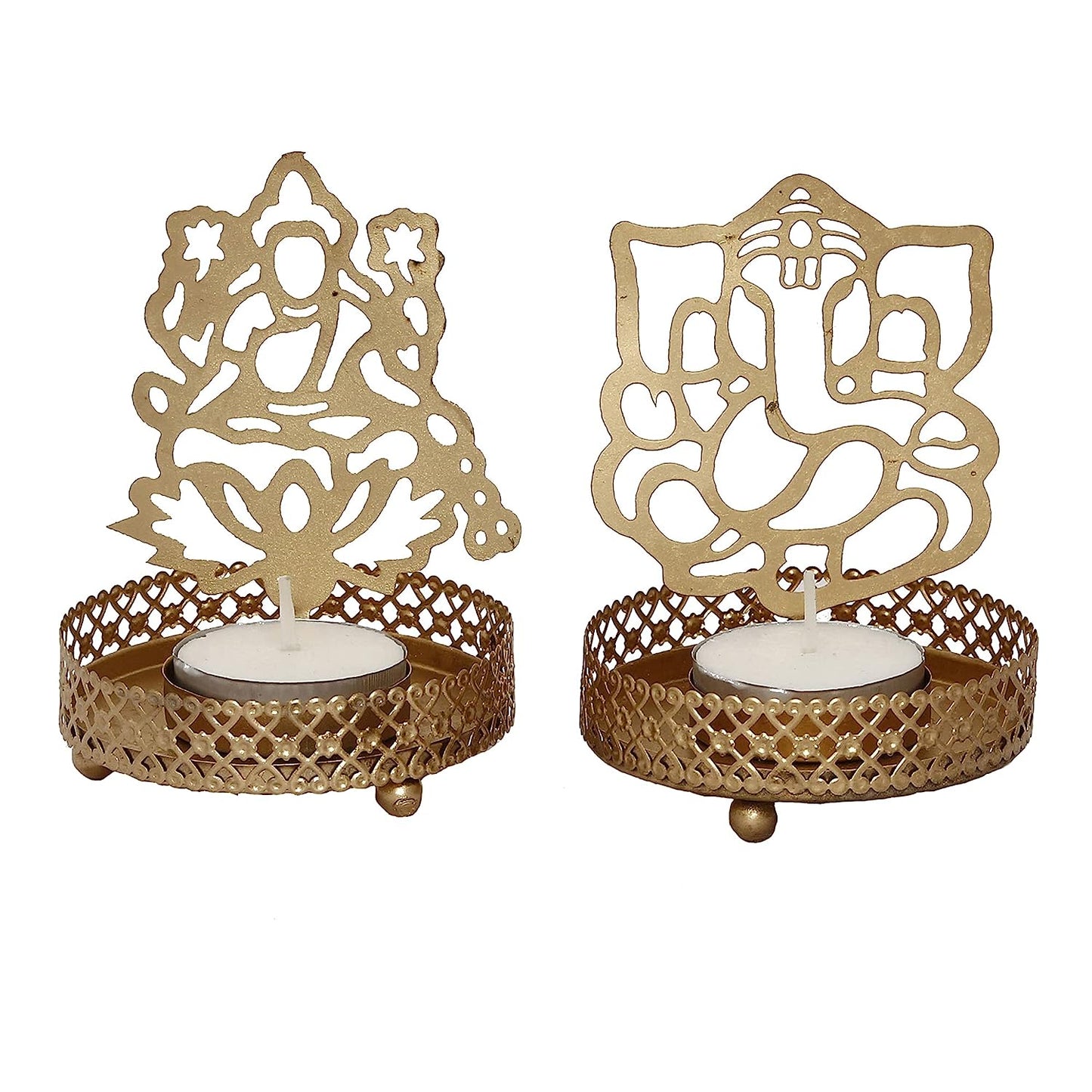 Lord Ganesha and Laxmi Shadow Tea Light Holder