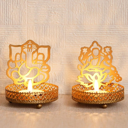 Lord Ganesha and Laxmi Shadow Tea Light Holder