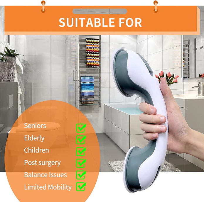 Bathroom Grab Bar Handle With Suction Cup For Safety (Support)