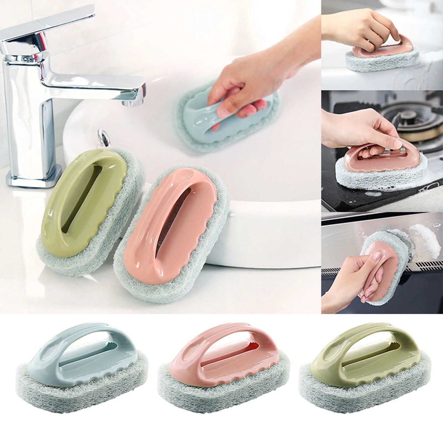 High Grade Cleaning / Scrubbing Sponge With Plastic Handle